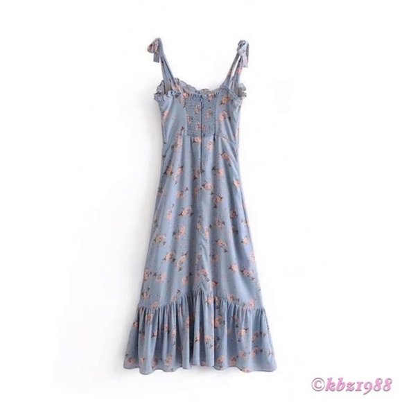 REFORMATION Nikita Blue Midi Dress Avignon Floral - Picture 5 of 16